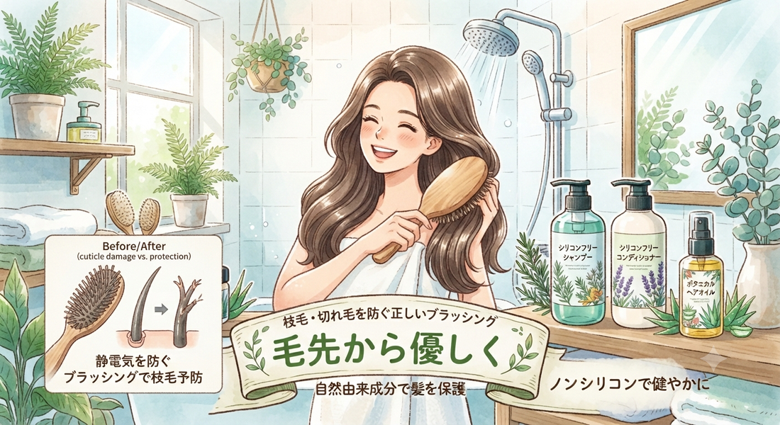 枝毛・切れ毛を防ぐブラッシングのコツ〜正しい髪の梳かし方