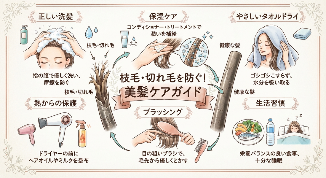 ✂️ 枝毛・切れ毛を防ぐヘアケア完全ガイド｜ツヤツヤ髪の原因と対策