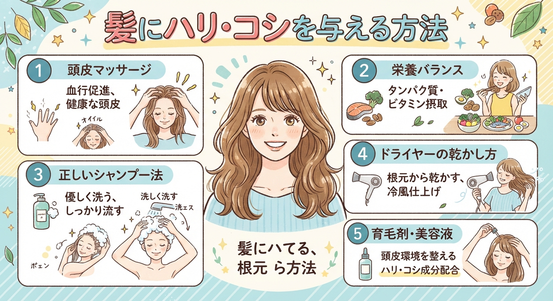 💪 髪にハリ・コシを与える方法｜ふんわり弾力のある髪へ