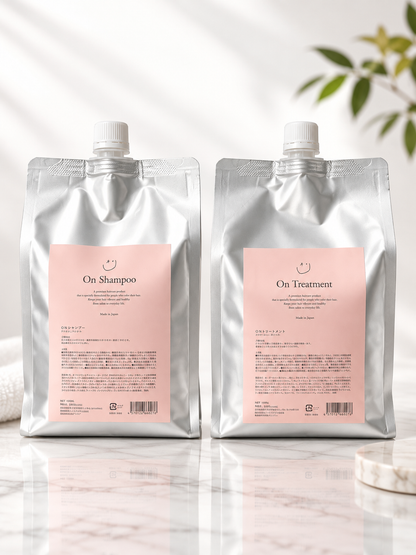 色落ちしない、という答え。【セット販売】ONシャンプー300ml×1　1Ｌ×1　ONトリートメント300ｇ×1　1Ｌ×1
